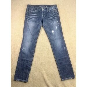 GUESS Jeans Dare Devil Skinny Leg Women Size 31 Dark Wash Distressed Denim Pants